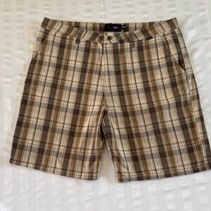 Hurley Plaid Men's Shorts in Brown and Cream